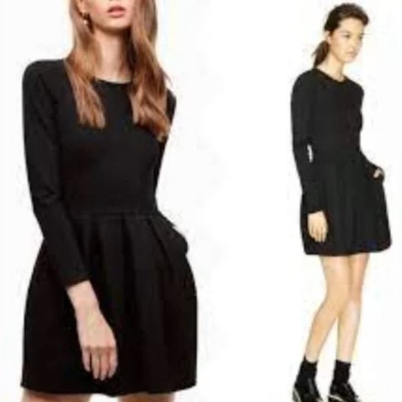 ARITZIA Fit and Flare black dress Size XXS long sleeve - Picture 1 of 5